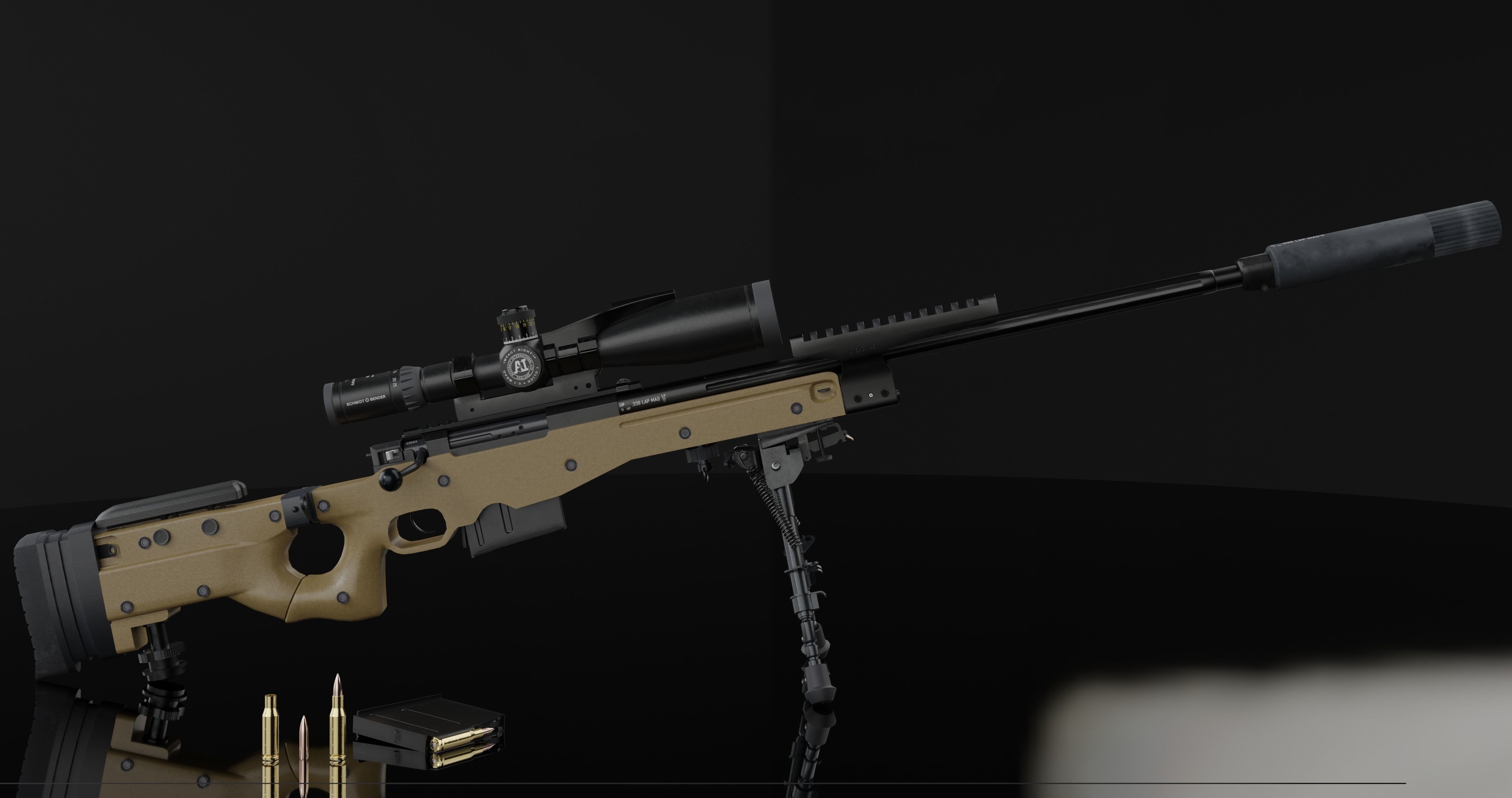 AWM Sniper Rifle game-ready 3D model Low-poly 3D model_4