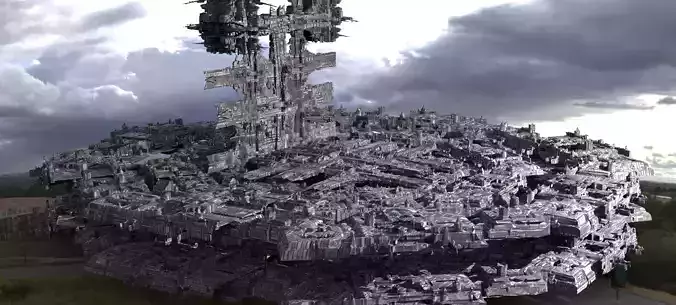Sci-Fi City dystopia base City Ship 