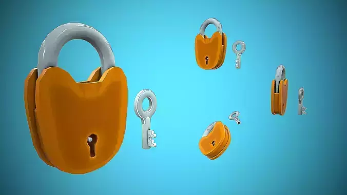 PADLOCK KEY LOCKED CARTOON STYLIZED