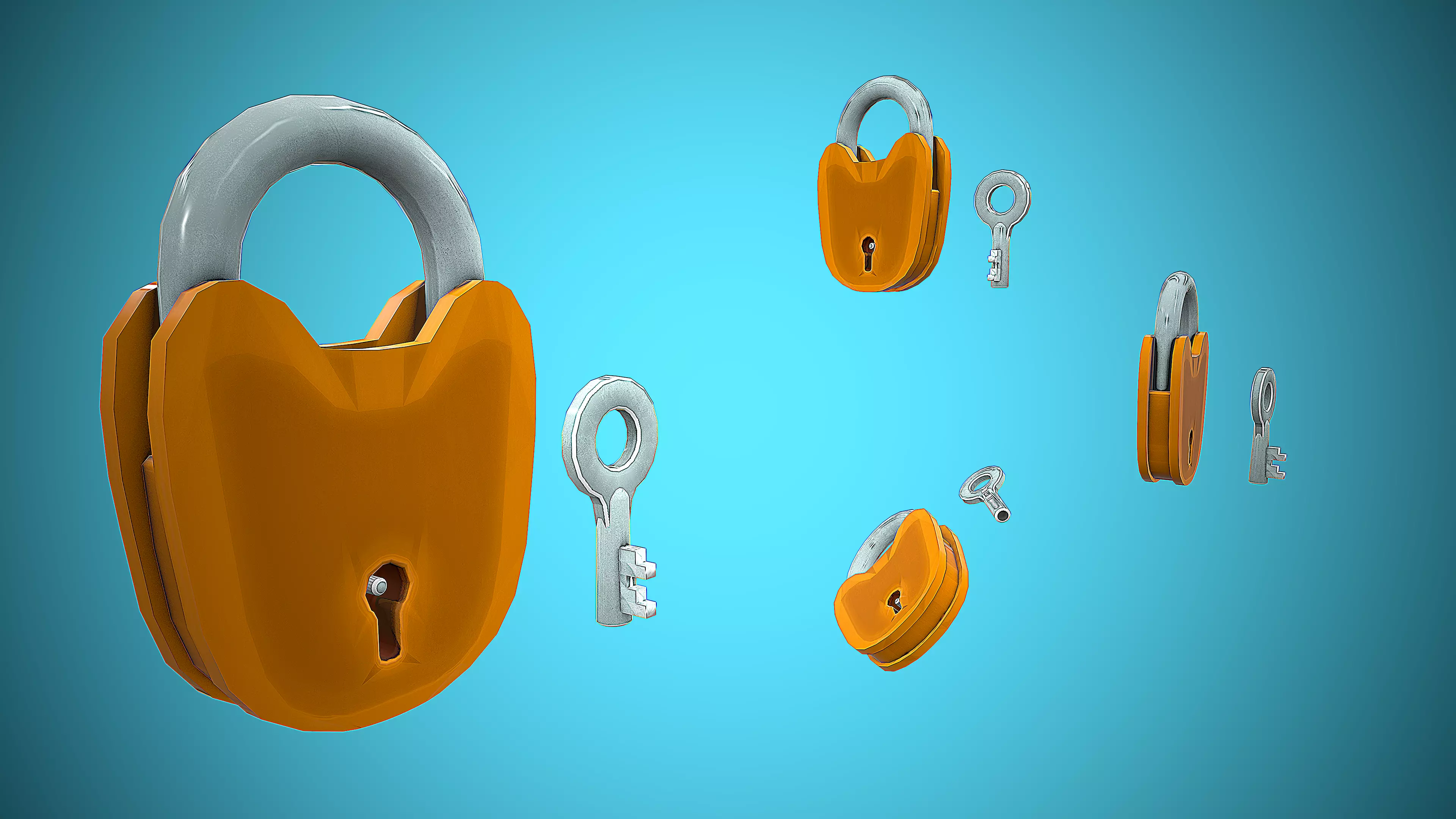 PADLOCK KEY LOCKED CARTOON STYLIZED Low-poly 3D model