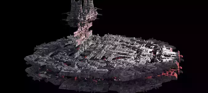 Sci-Fi City dystopia base City Ship 3  3D model