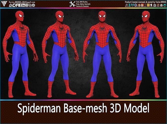 Spiderman Base-mesh 3D Model Low-poly 3D model