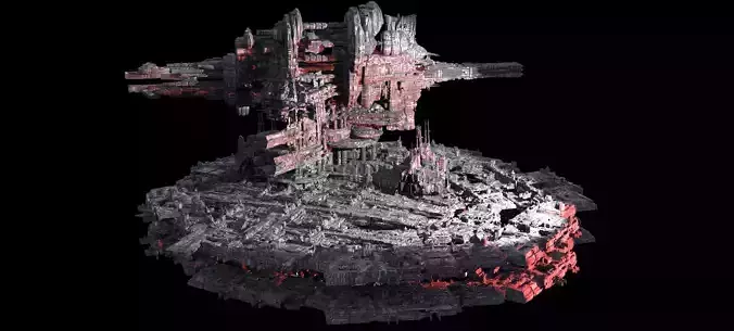 Sci-Fi City dystopia base City Ship 5 3D model