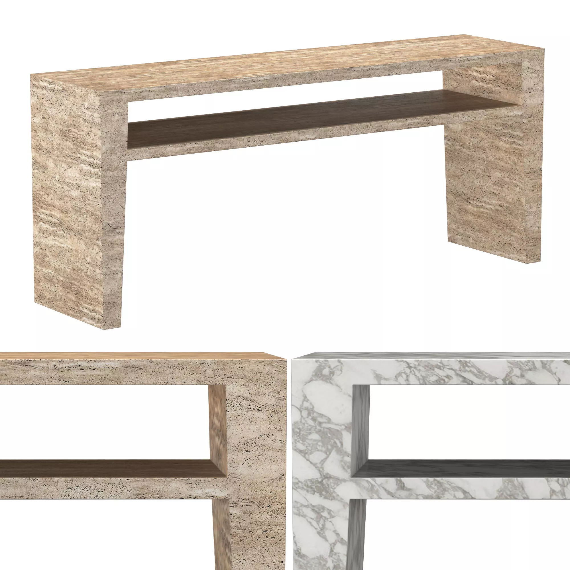 WYETH ITALIAN TRAVERTINE CONSOLE TABLE 3D model_0