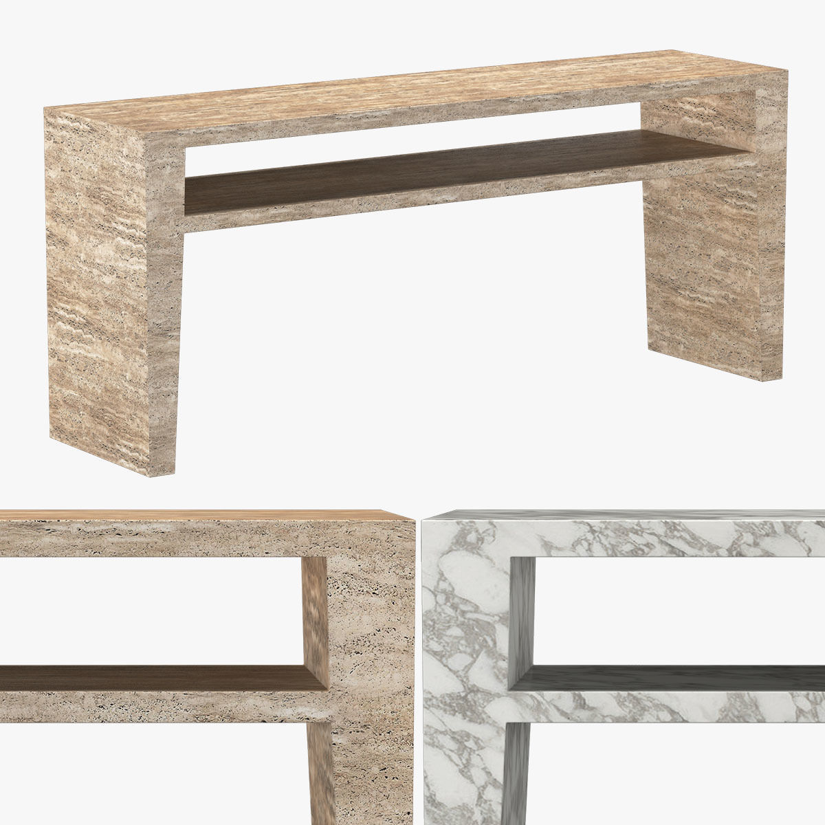 WYETH ITALIAN TRAVERTINE CONSOLE TABLE 3D model_8