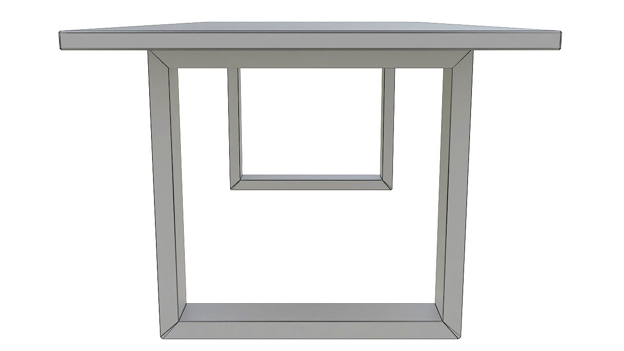 wooden table black metal base 3D model_6