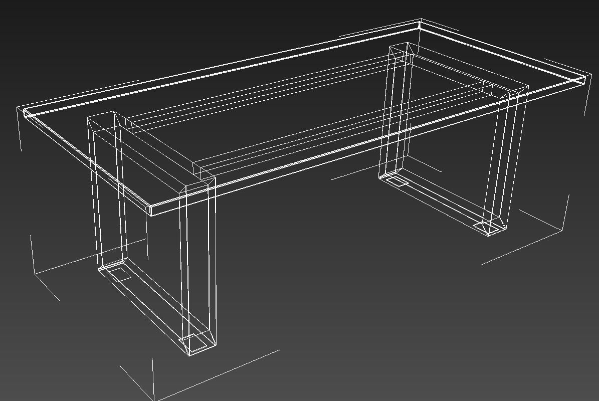 wooden table black metal base 3D model_16