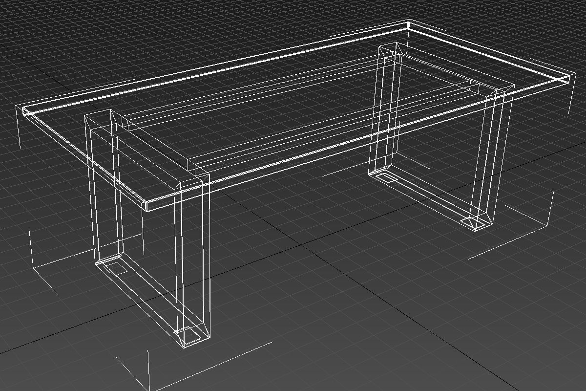 wooden table black metal base 3D model_15