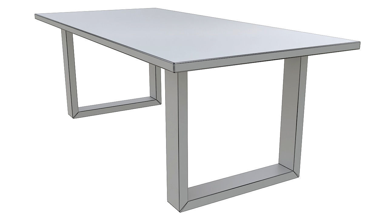 wooden table black metal base 3D model_10