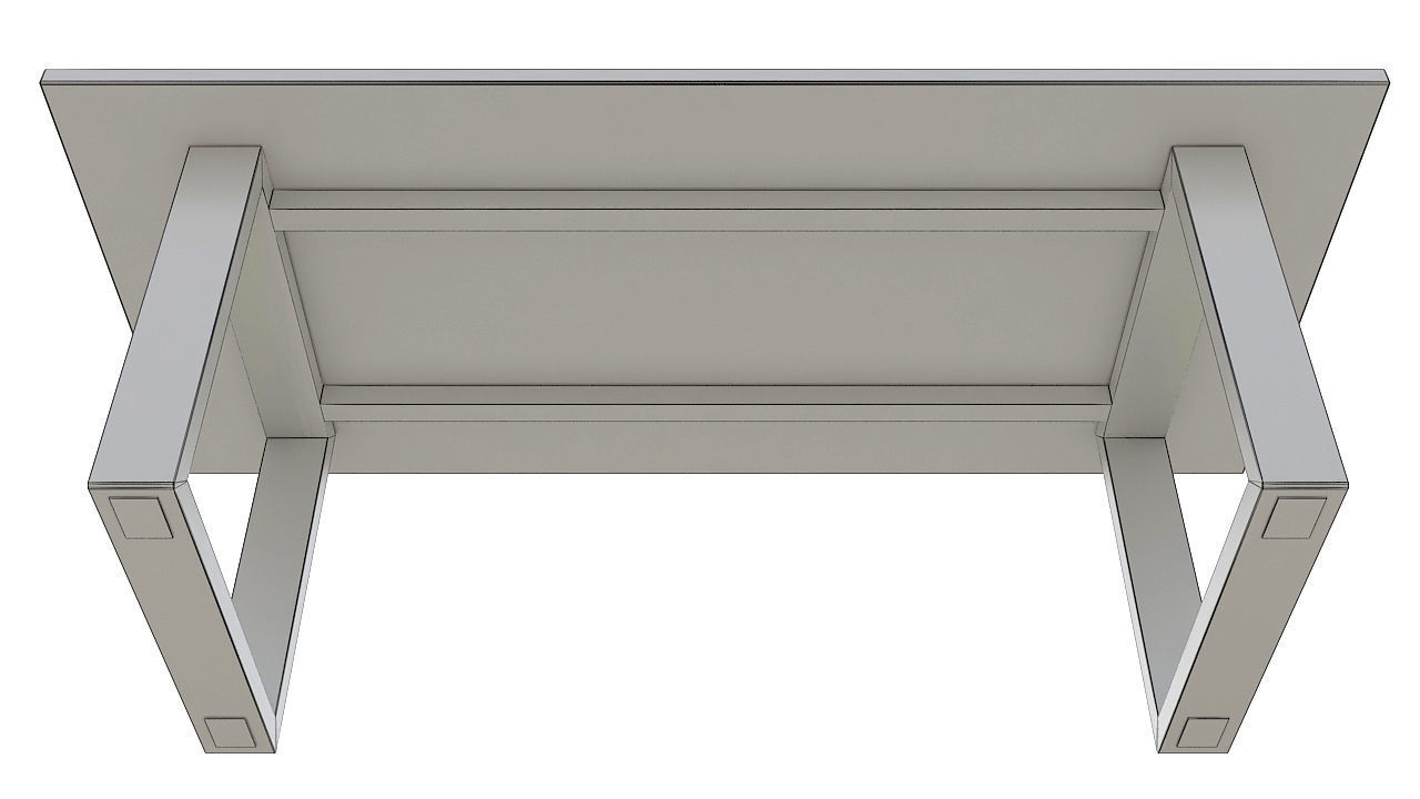 wooden table black metal base 3D model_11