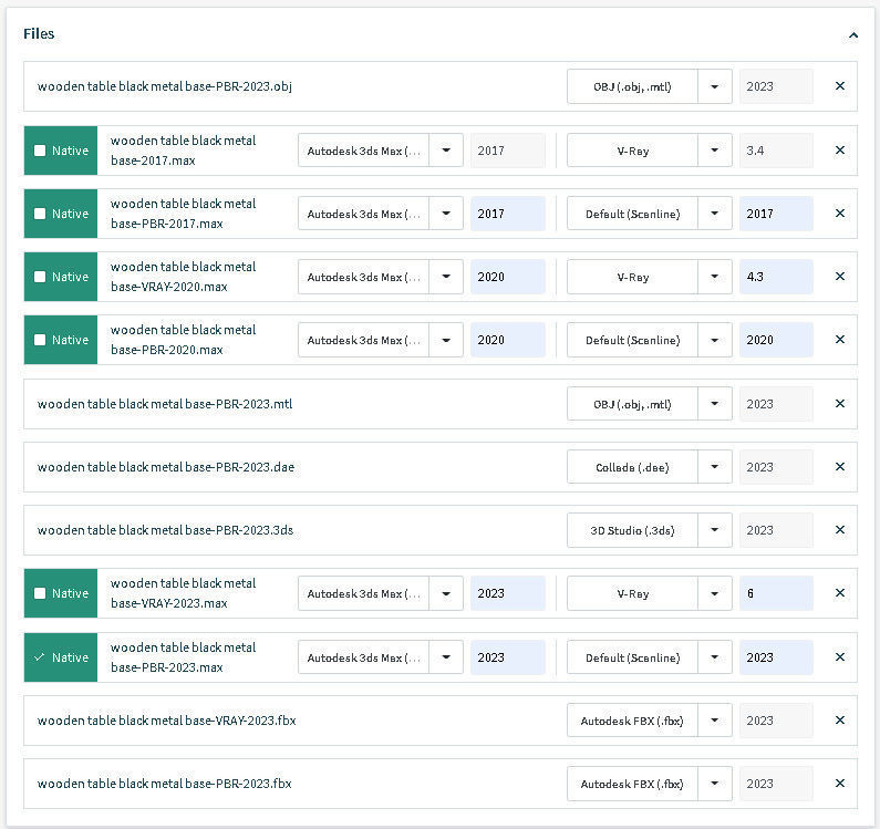wooden table black metal base 3D model_17