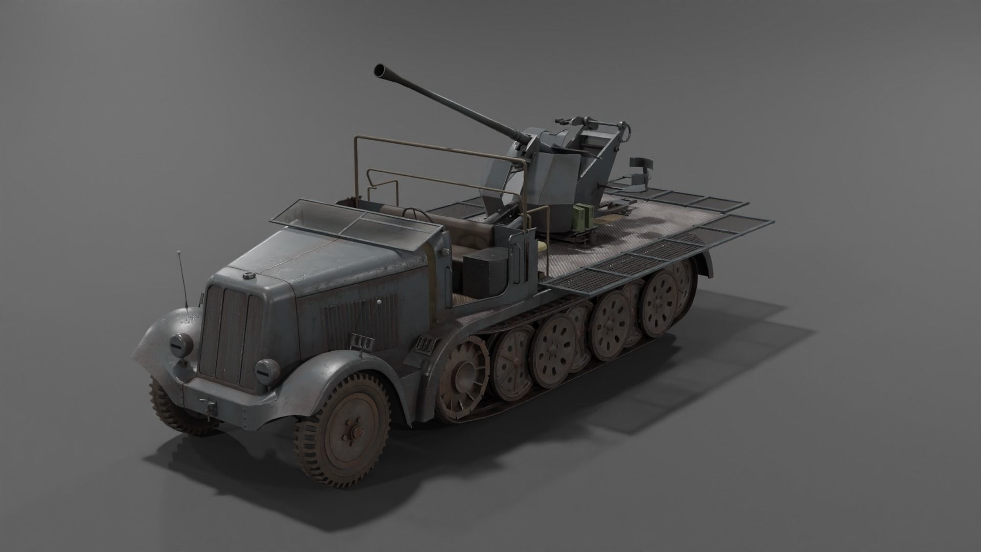 Sd kfz 6-2 Anti Aircraft Gun Low-poly 3D model_10