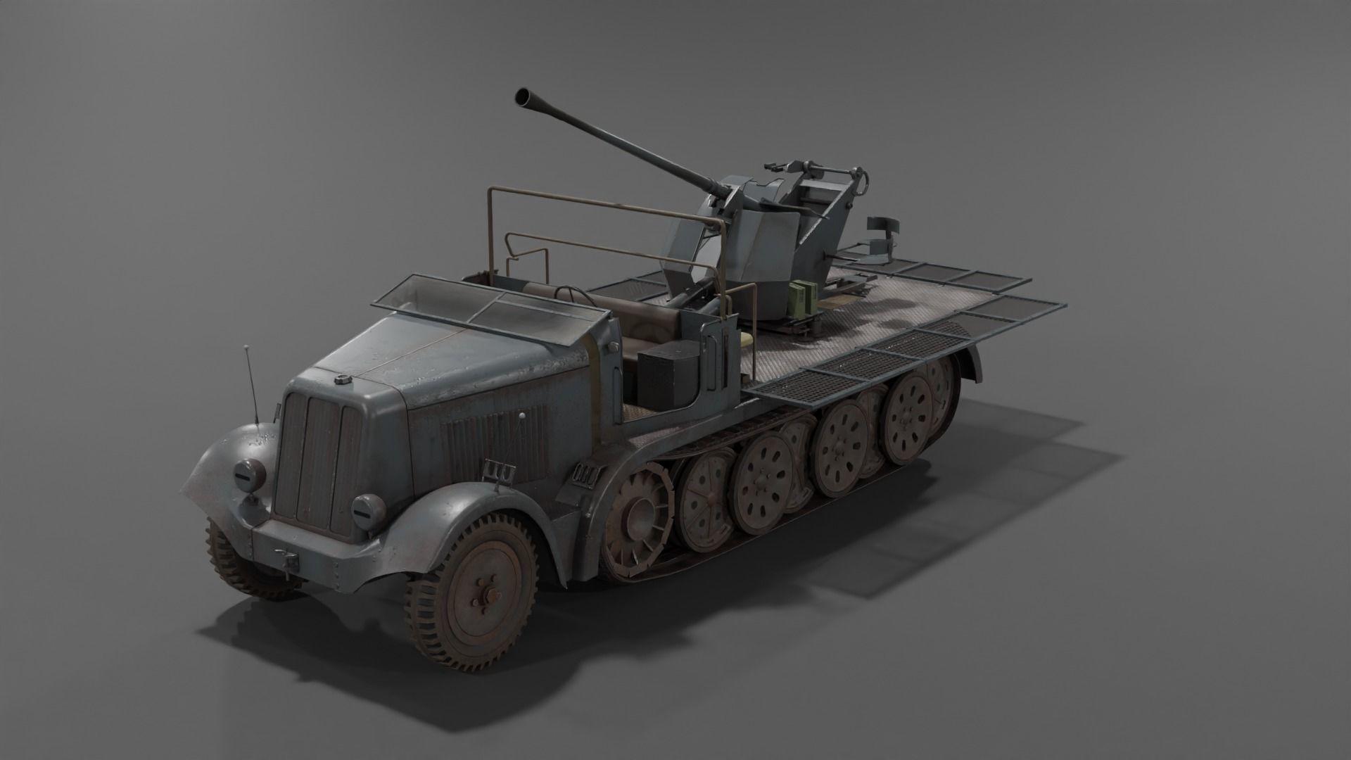 Sd kfz 6-2 Anti Aircraft Gun Low-poly 3D model_20