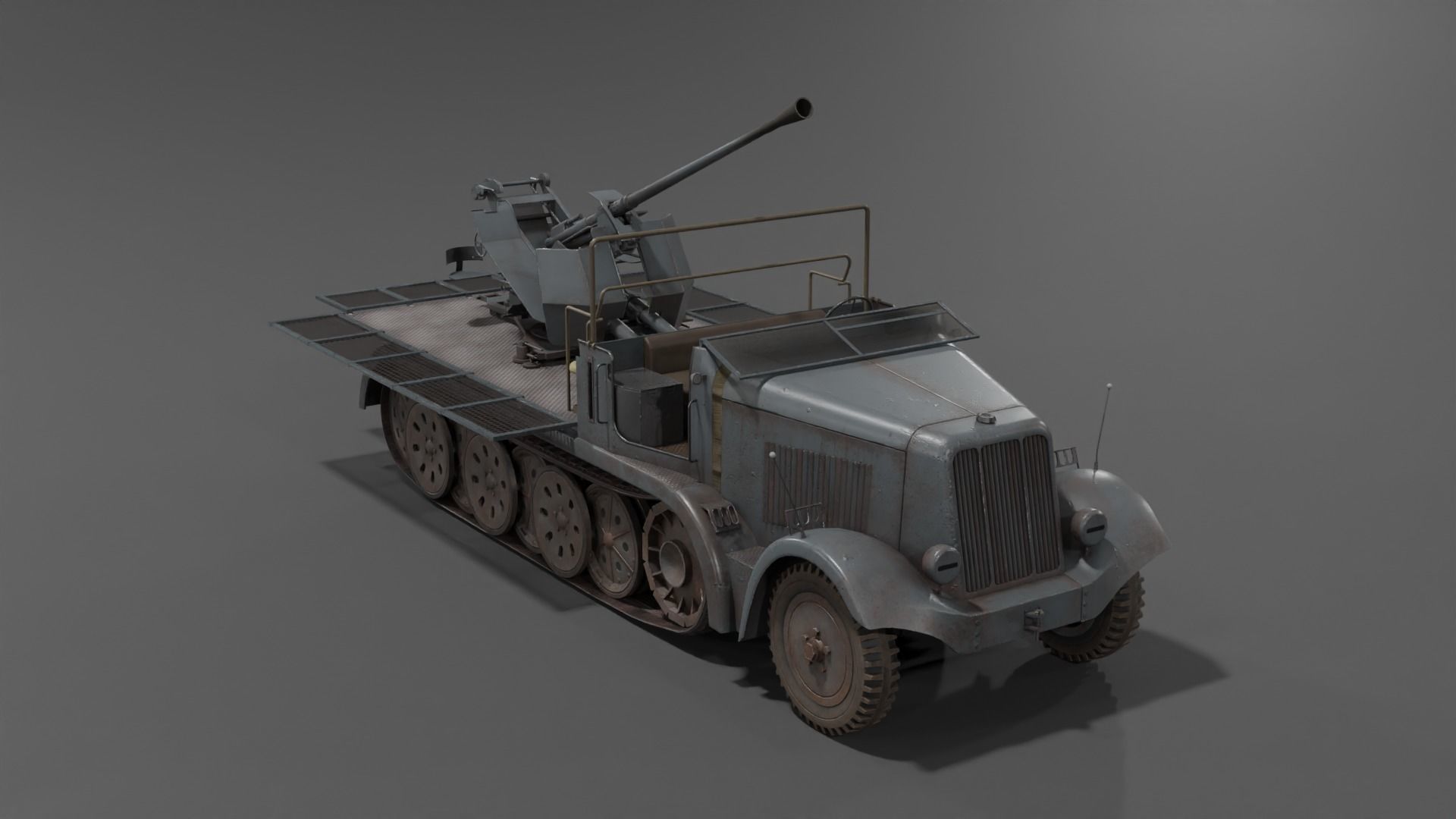 Sd kfz 6-2 Anti Aircraft Gun Low-poly 3D model_18