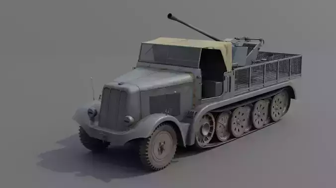 Sd kfz 6-2 Anti Aircraft Gun Low-poly 3D model