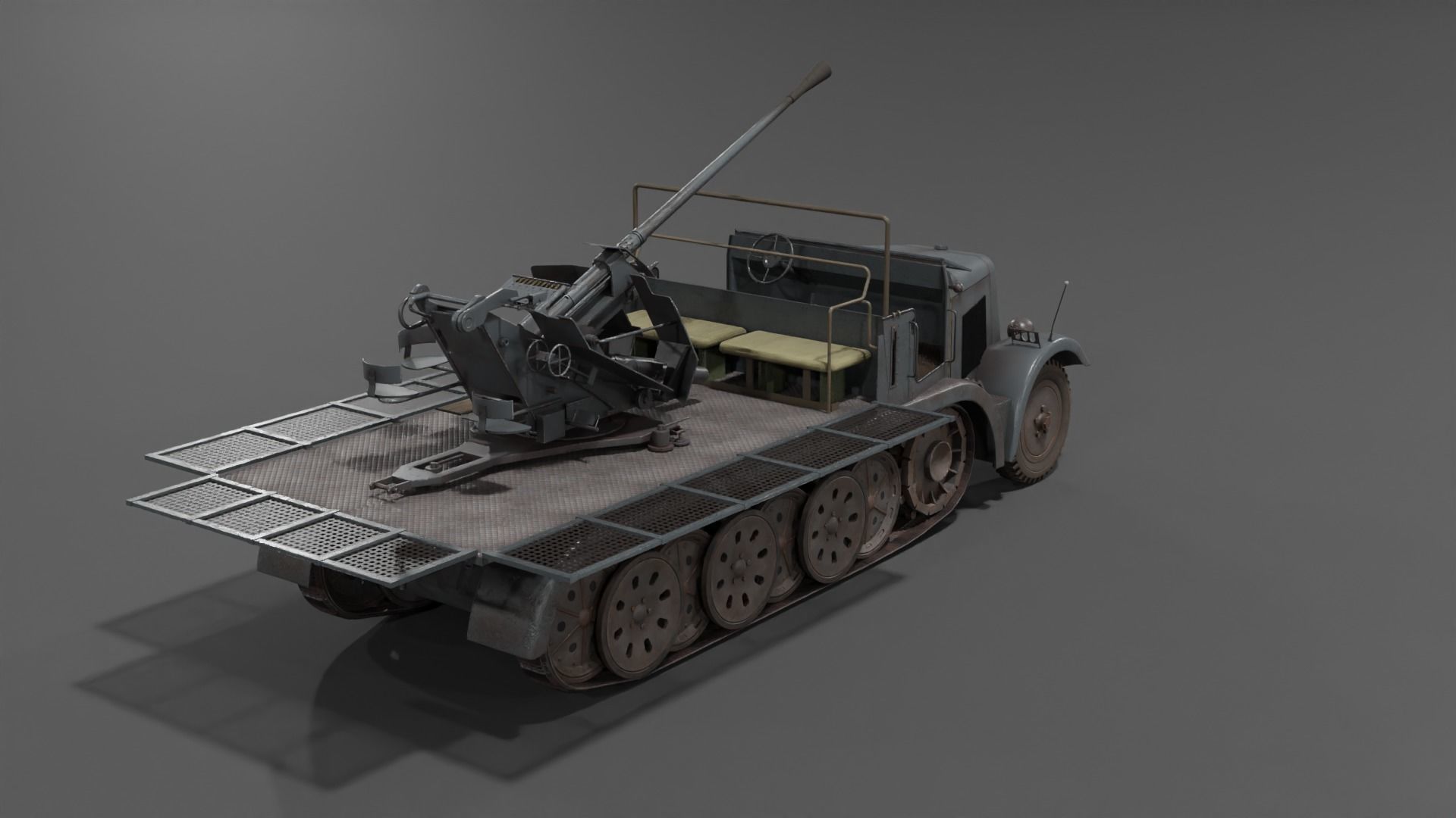 Sd kfz 6-2 Anti Aircraft Gun Low-poly 3D model_15