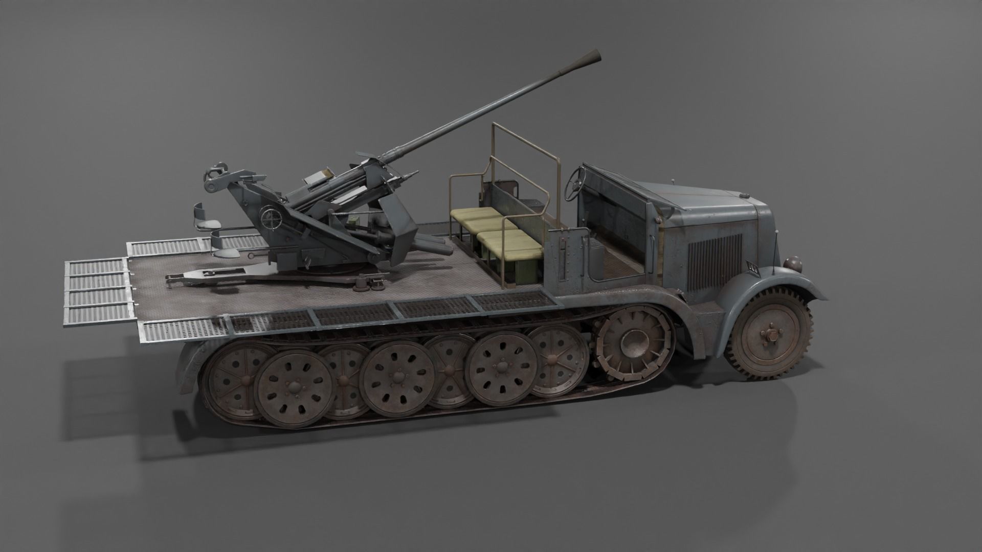 Sd kfz 6-2 Anti Aircraft Gun Low-poly 3D model_16