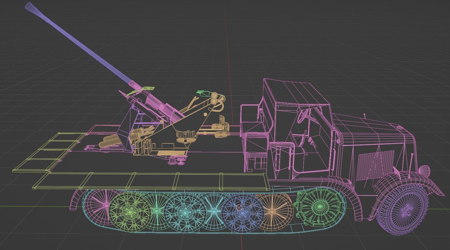 Sd kfz 6-2 Anti Aircraft Gun Low-poly 3D model_9