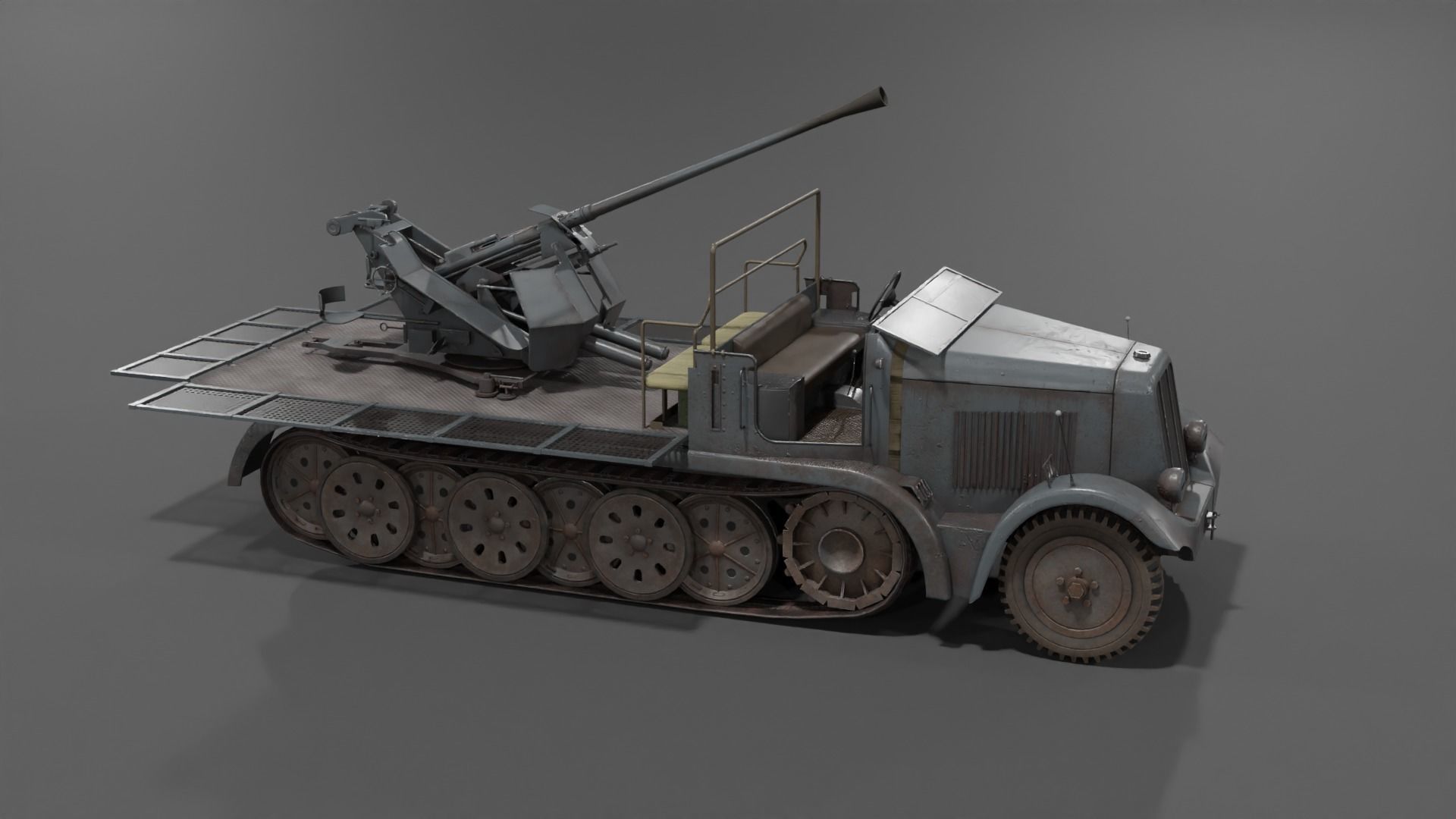 Sd kfz 6-2 Anti Aircraft Gun Low-poly 3D model_17