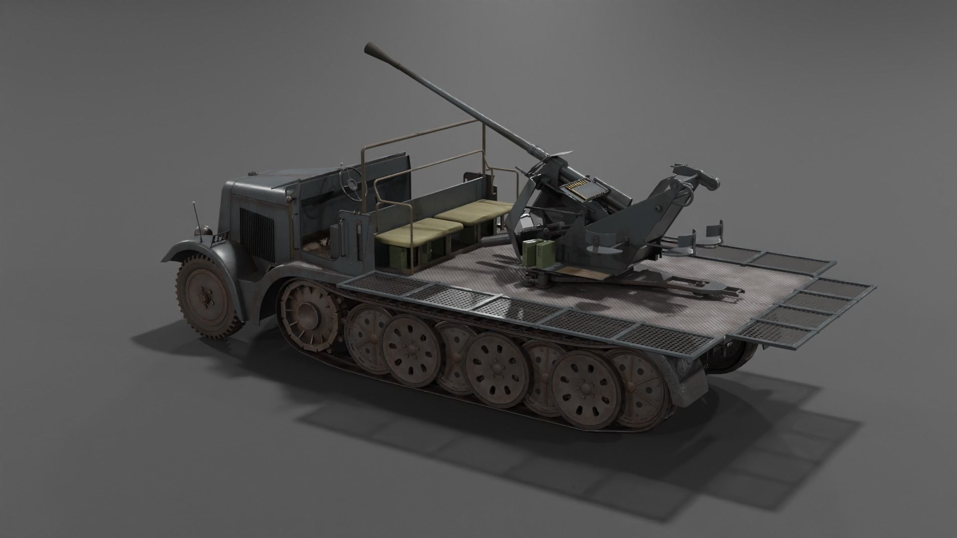 Sd kfz 6-2 Anti Aircraft Gun Low-poly 3D model_23