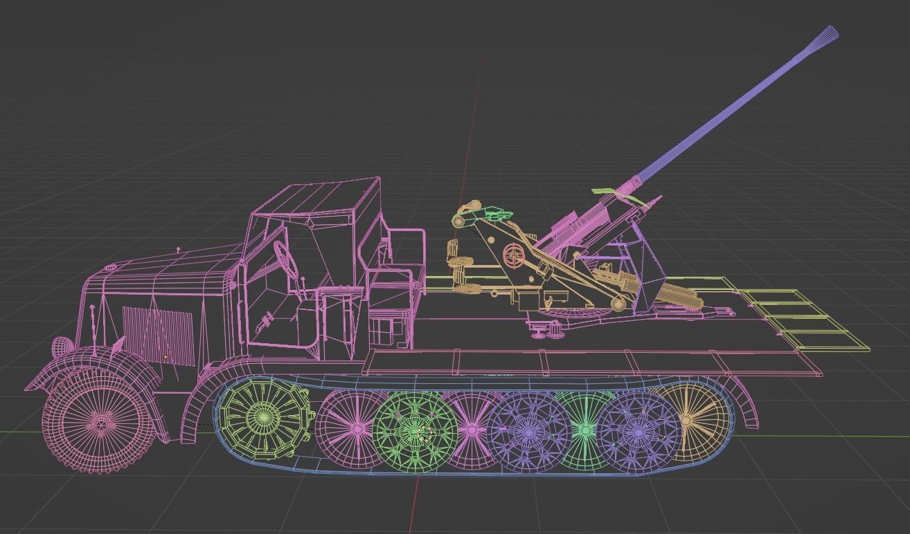 Sd kfz 6-2 Anti Aircraft Gun Low-poly 3D model_8