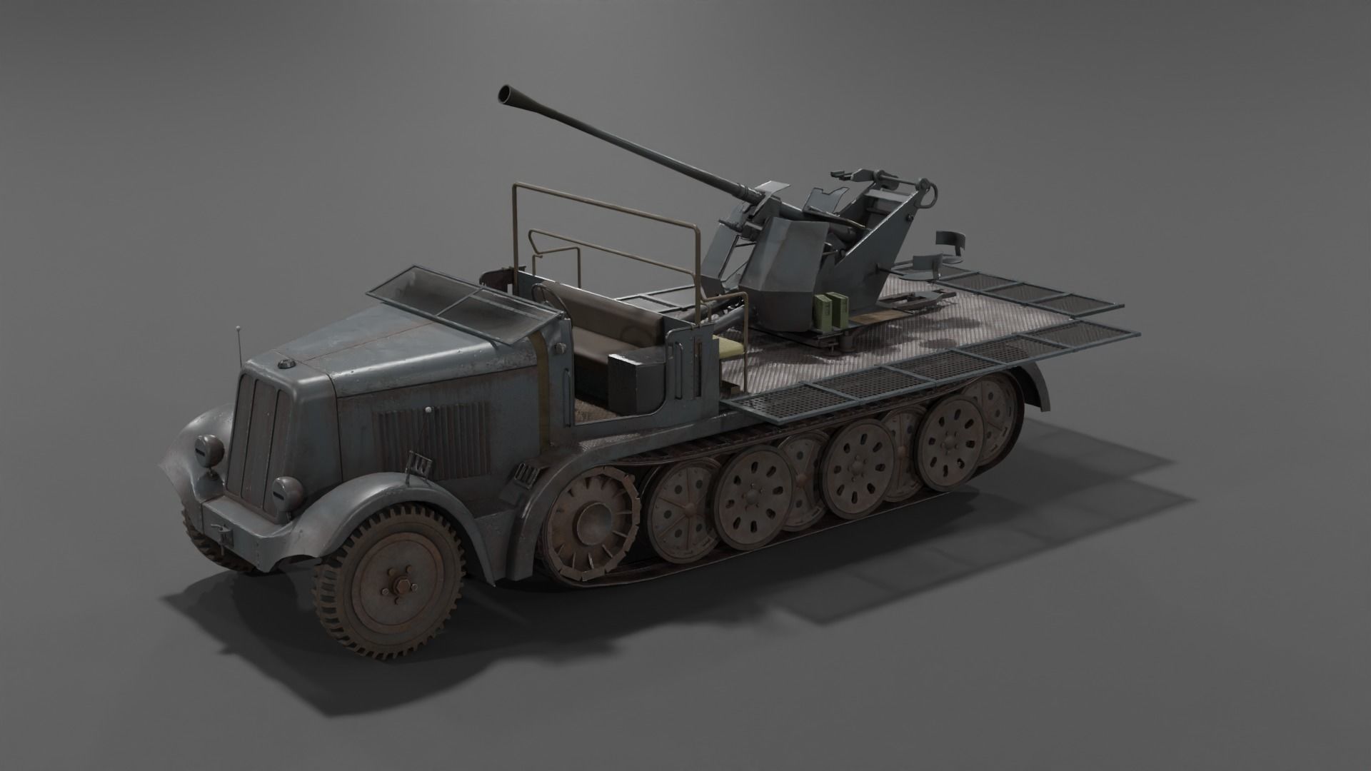 Sd kfz 6-2 Anti Aircraft Gun Low-poly 3D model_22