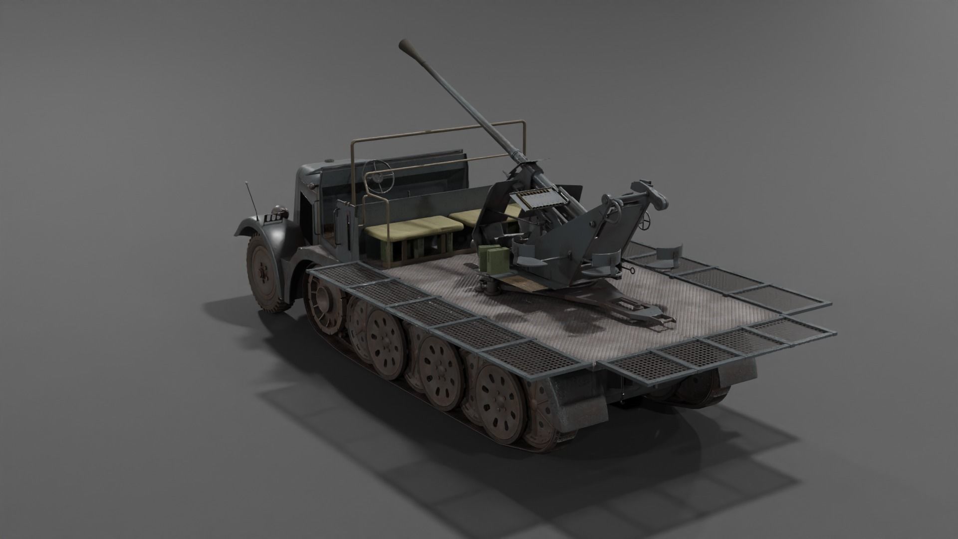 Sd kfz 6-2 Anti Aircraft Gun Low-poly 3D model_13
