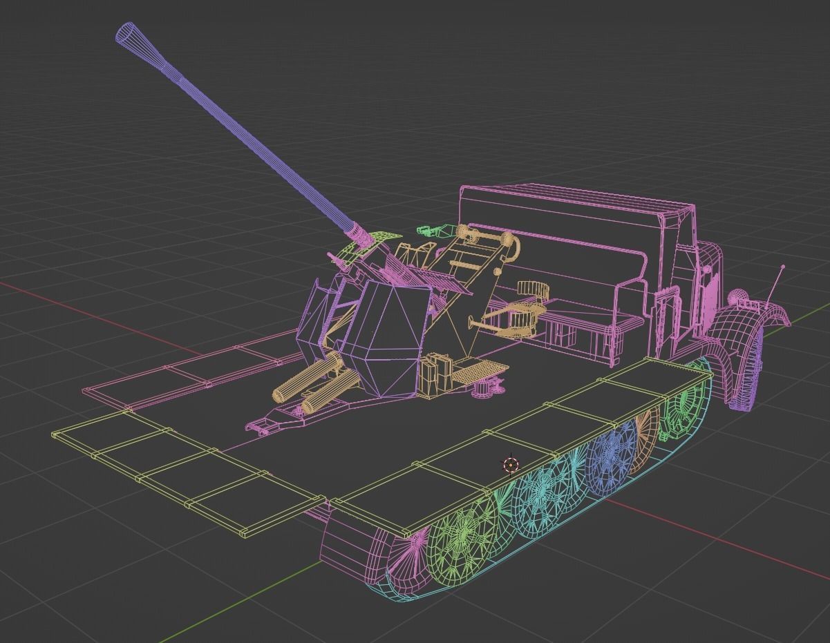 Sd kfz 6-2 Anti Aircraft Gun Low-poly 3D model_7