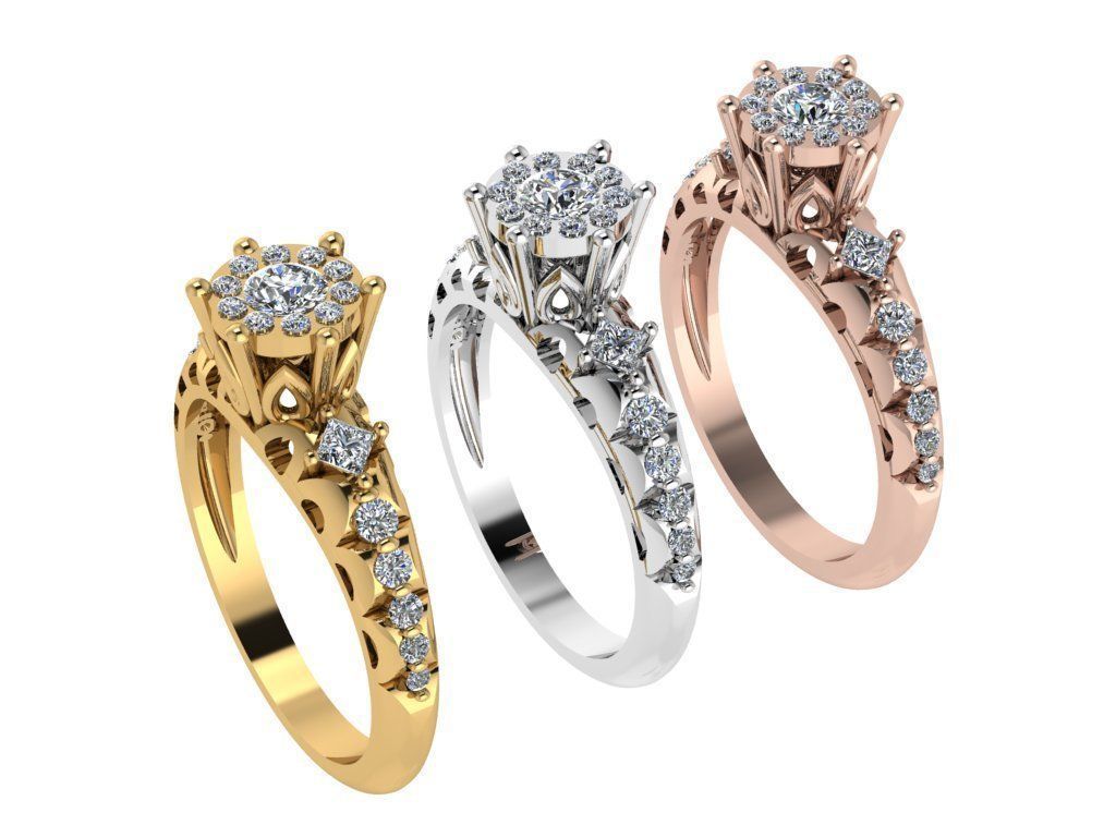 Ring266 diamond engagement ring gold 3D print model_4