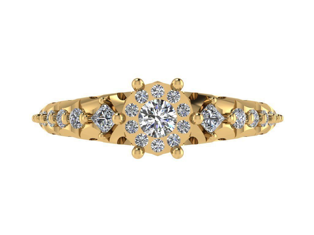 Ring266 diamond engagement ring gold 3D print model_1
