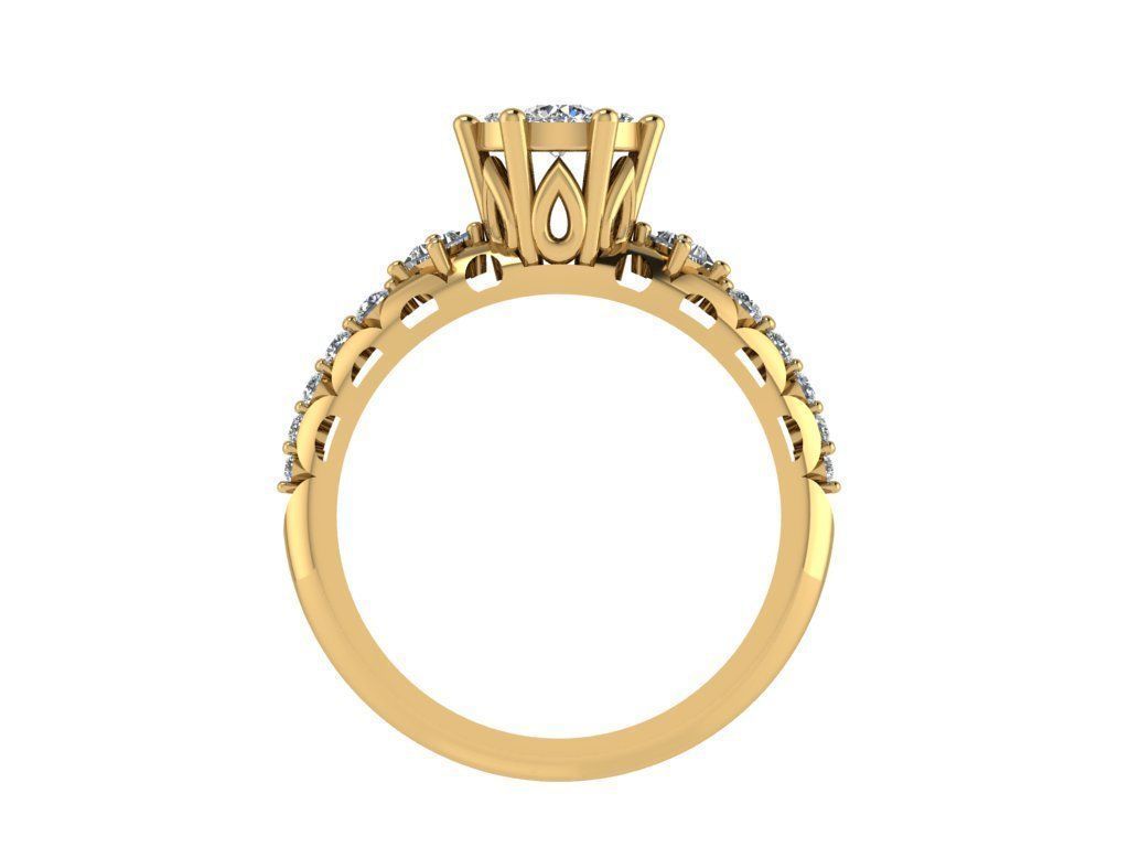 Ring266 diamond engagement ring gold 3D print model_2