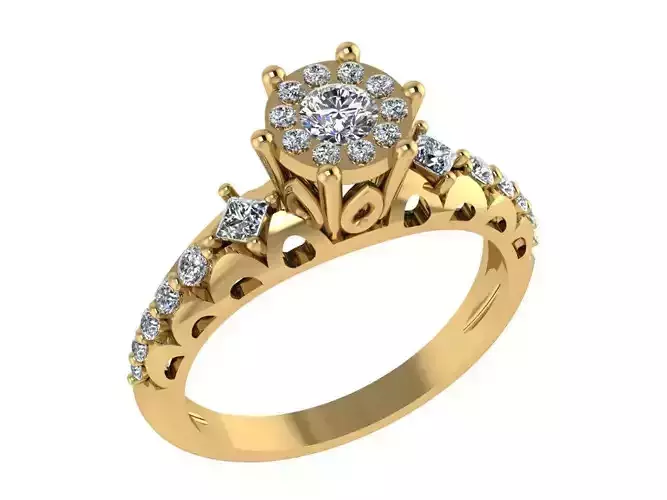Ring266 diamond engagement ring gold 3D print model