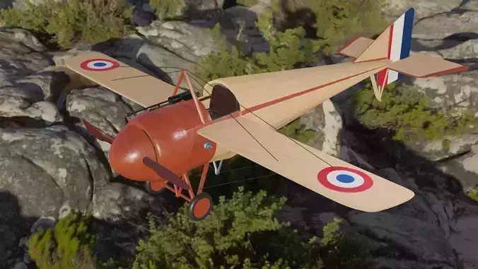 WW1 plane Morane-Saulnier N Low-poly 3D model
