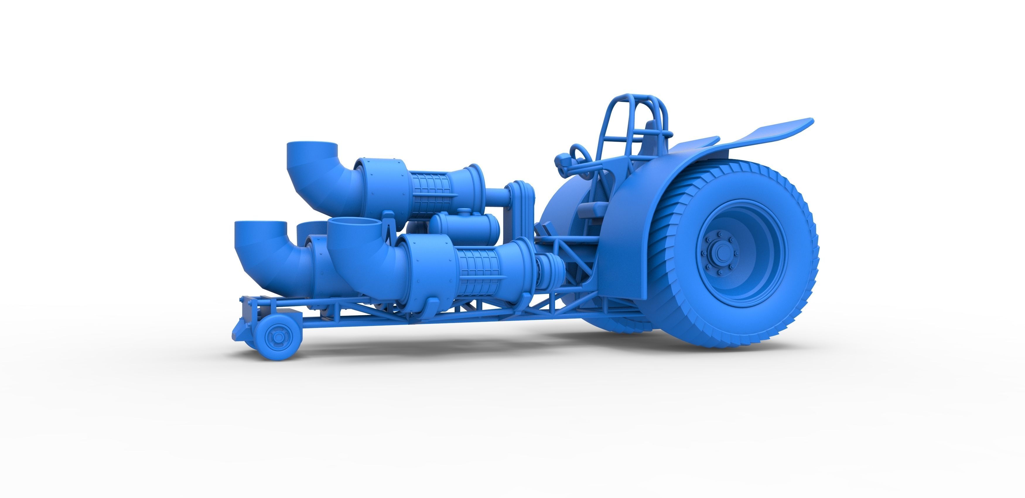 Pulling tractor with 4 jet engines V2 Scale 1 to 25 3D print model_15