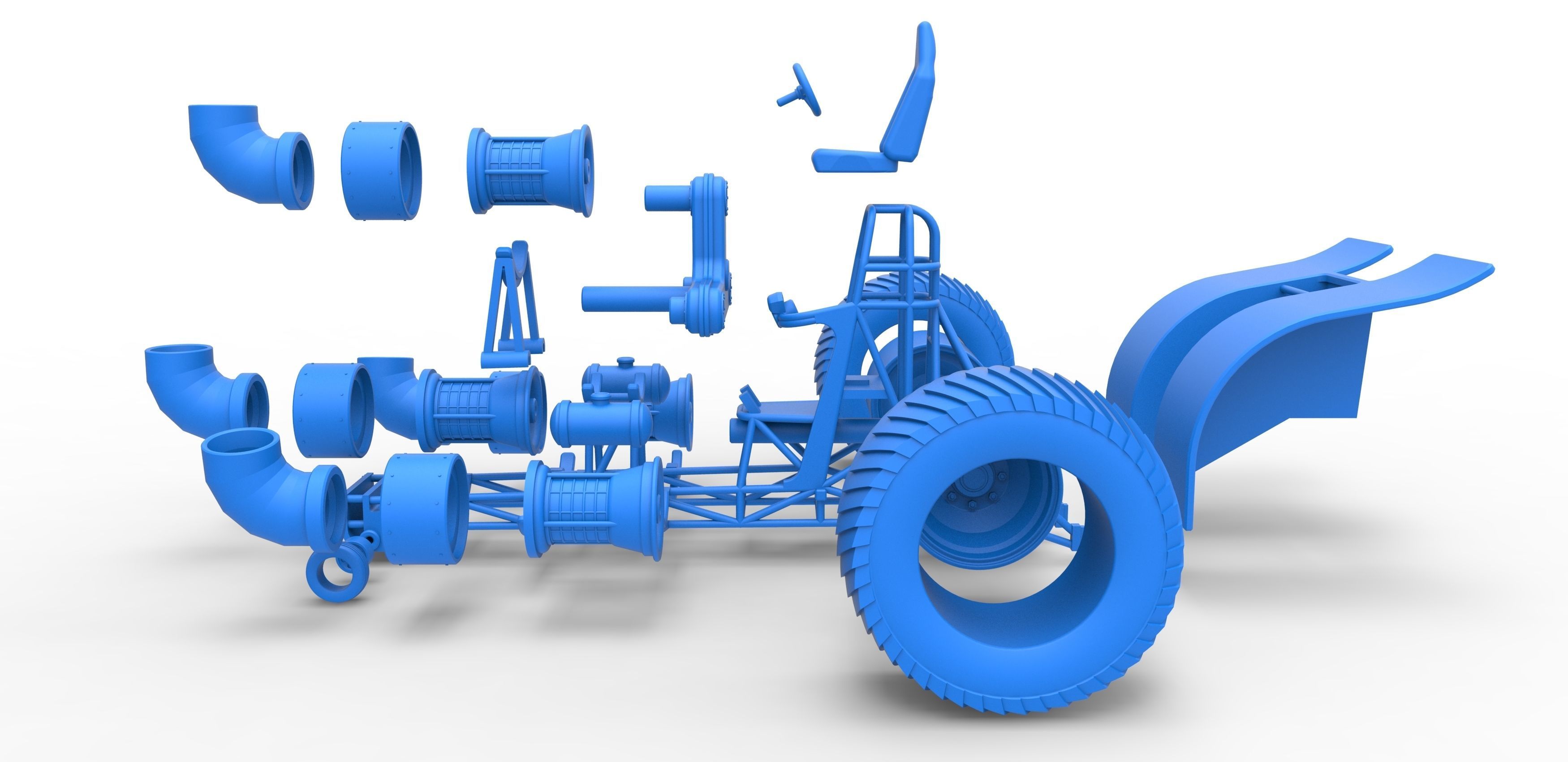 Pulling tractor with 4 jet engines V2 Scale 1 to 25 3D print model_31