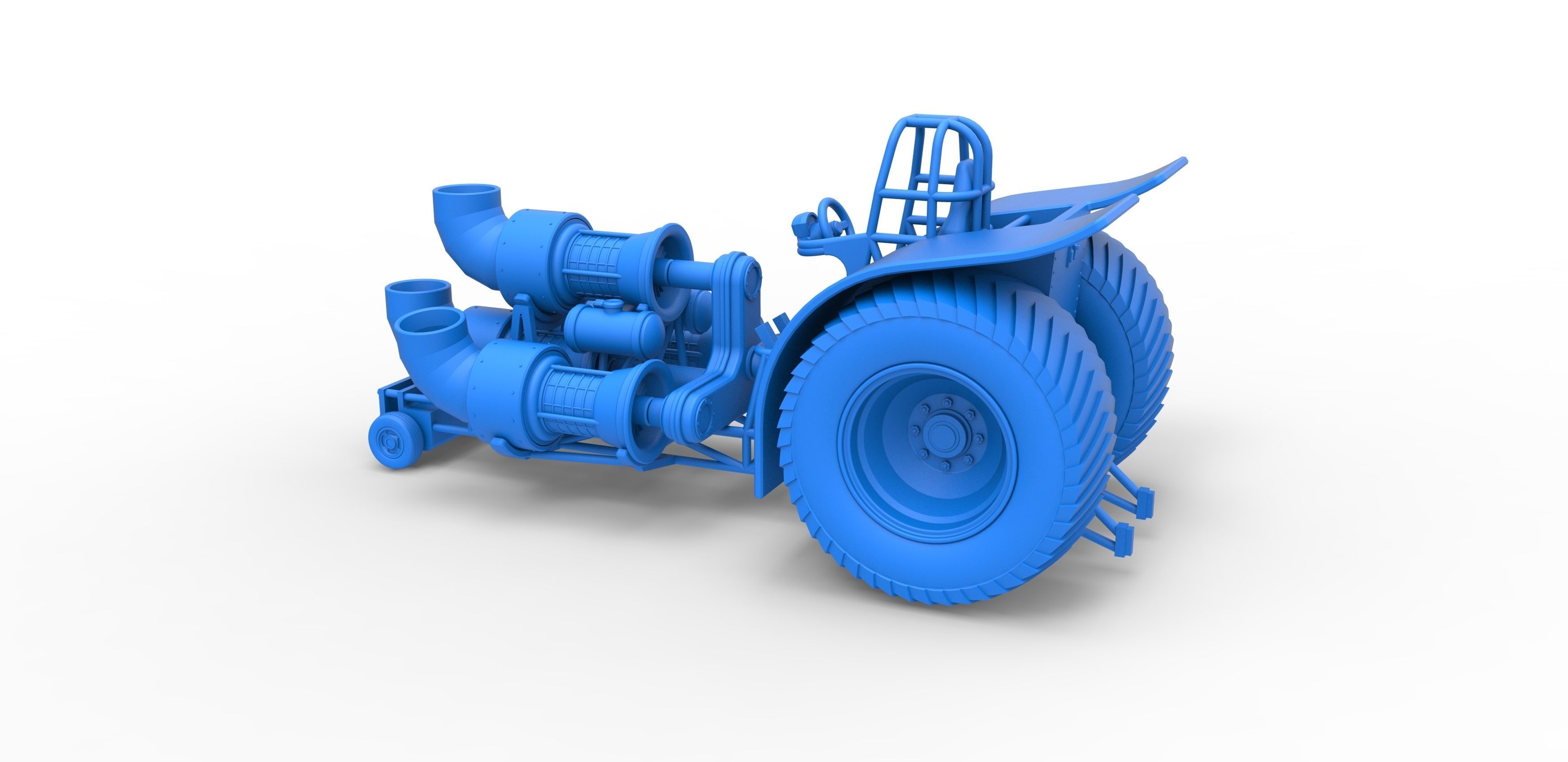 Pulling tractor with 4 jet engines V2 Scale 1 to 25 3D print model_23