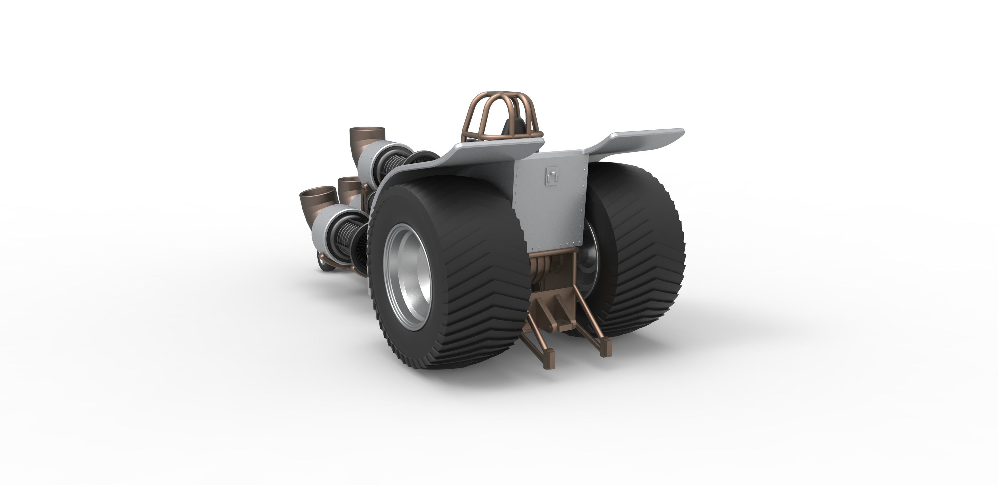 Pulling tractor with 4 jet engines V2 Scale 1 to 25 3D print model_11