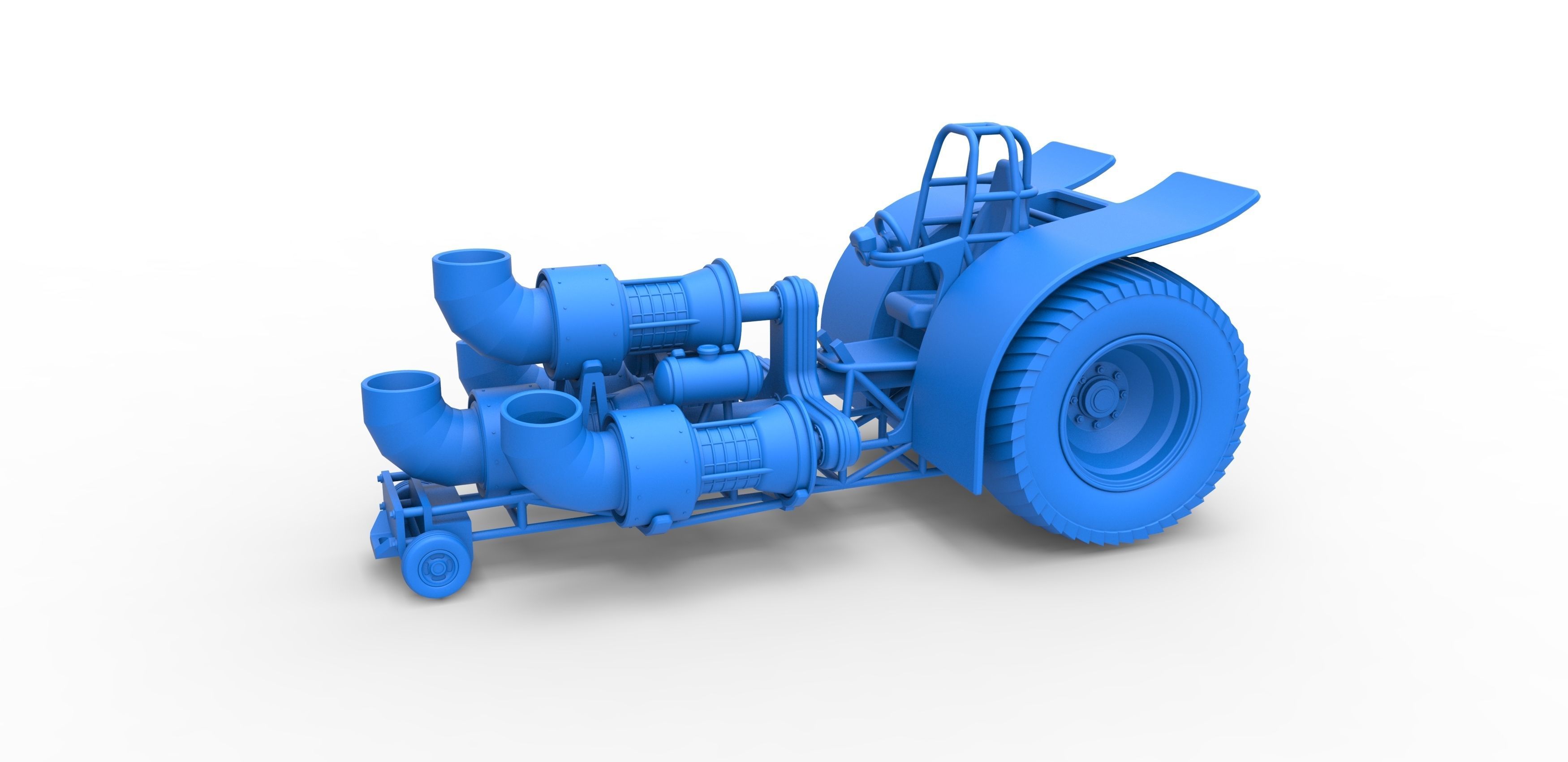 Pulling tractor with 4 jet engines V2 Scale 1 to 25 3D print model_14