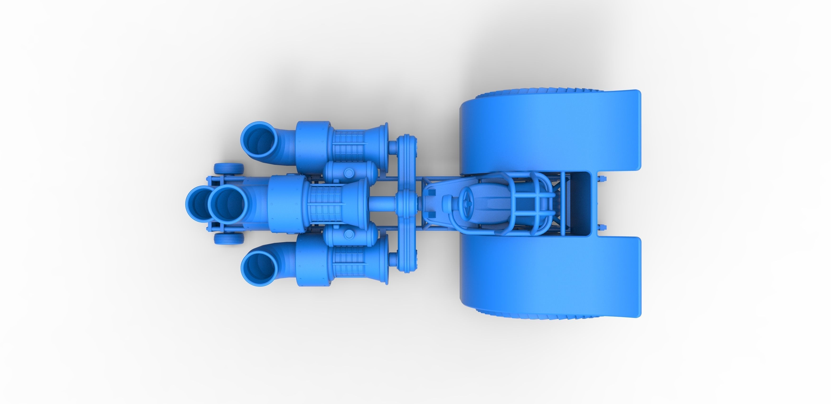 Pulling tractor with 4 jet engines V2 Scale 1 to 25 3D print model_22