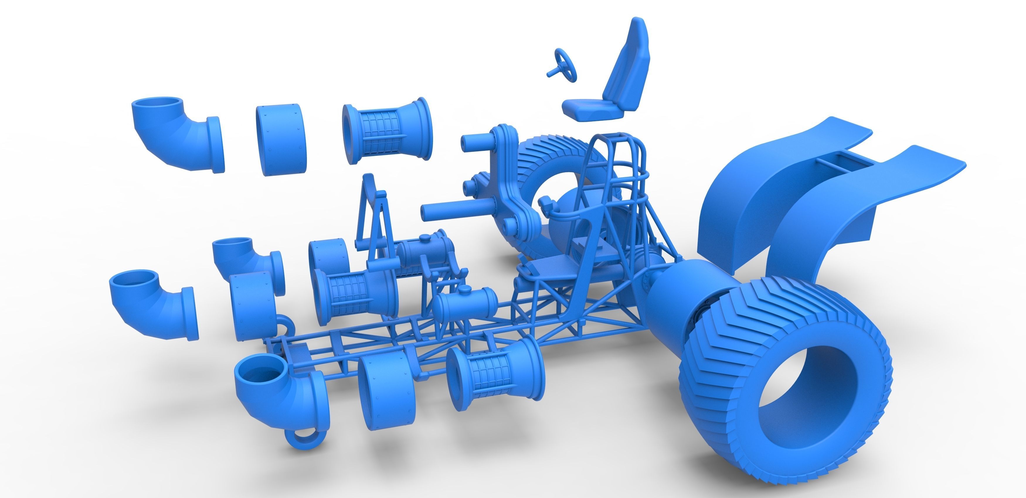 Pulling tractor with 4 jet engines V2 Scale 1 to 25 3D print model_27