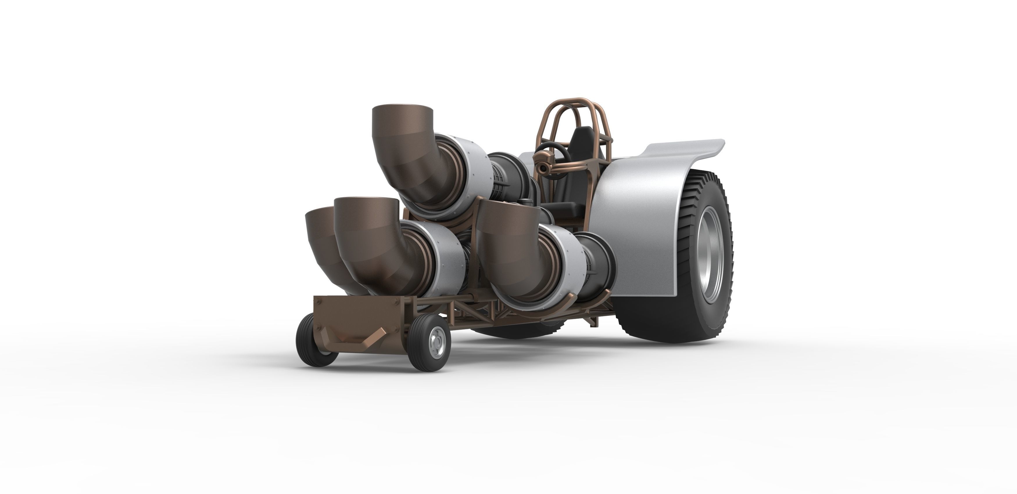 Pulling tractor with 4 jet engines V2 Scale 1 to 25 3D print model_4
