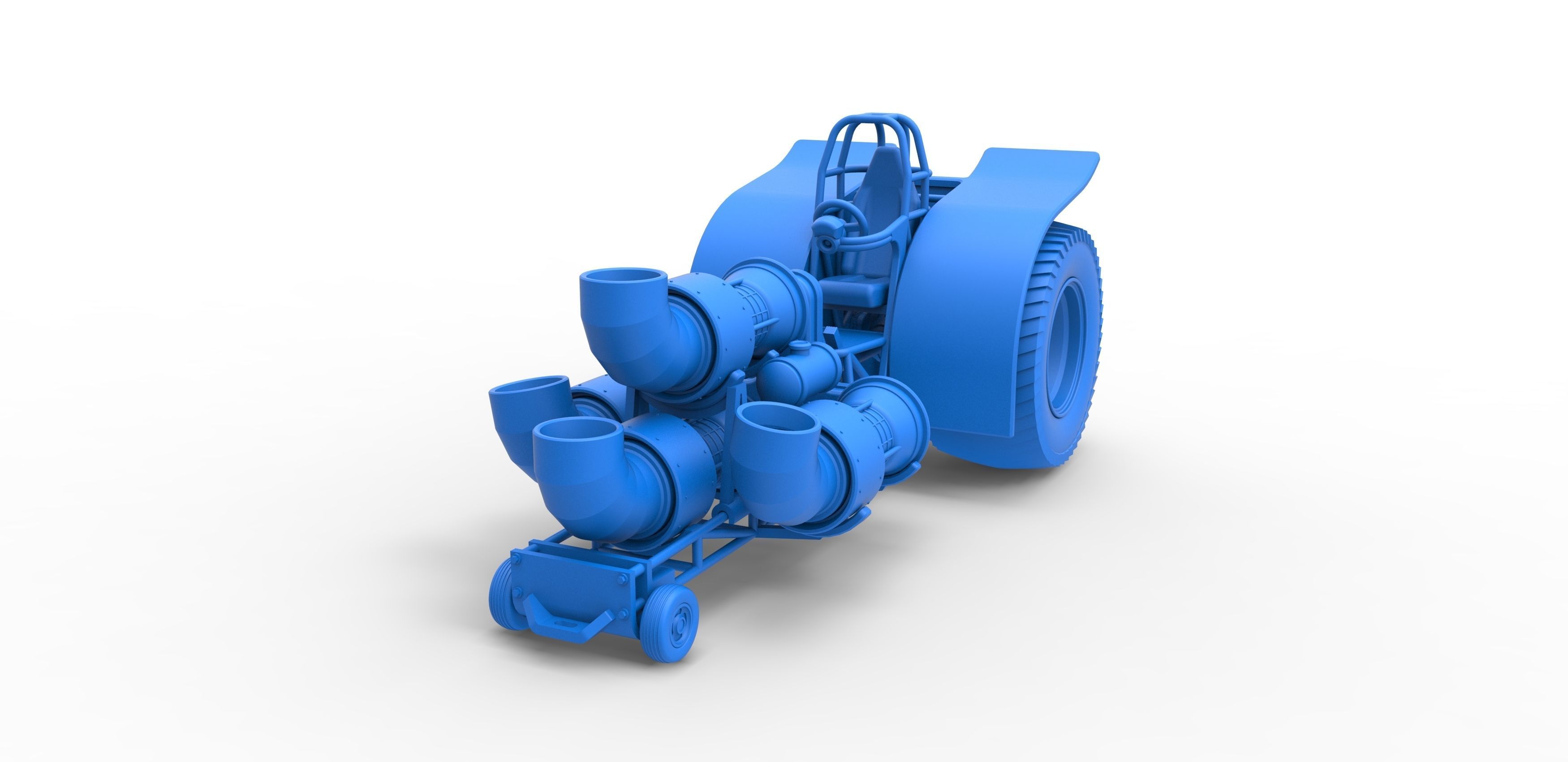 Pulling tractor with 4 jet engines V2 Scale 1 to 25 3D print model_16