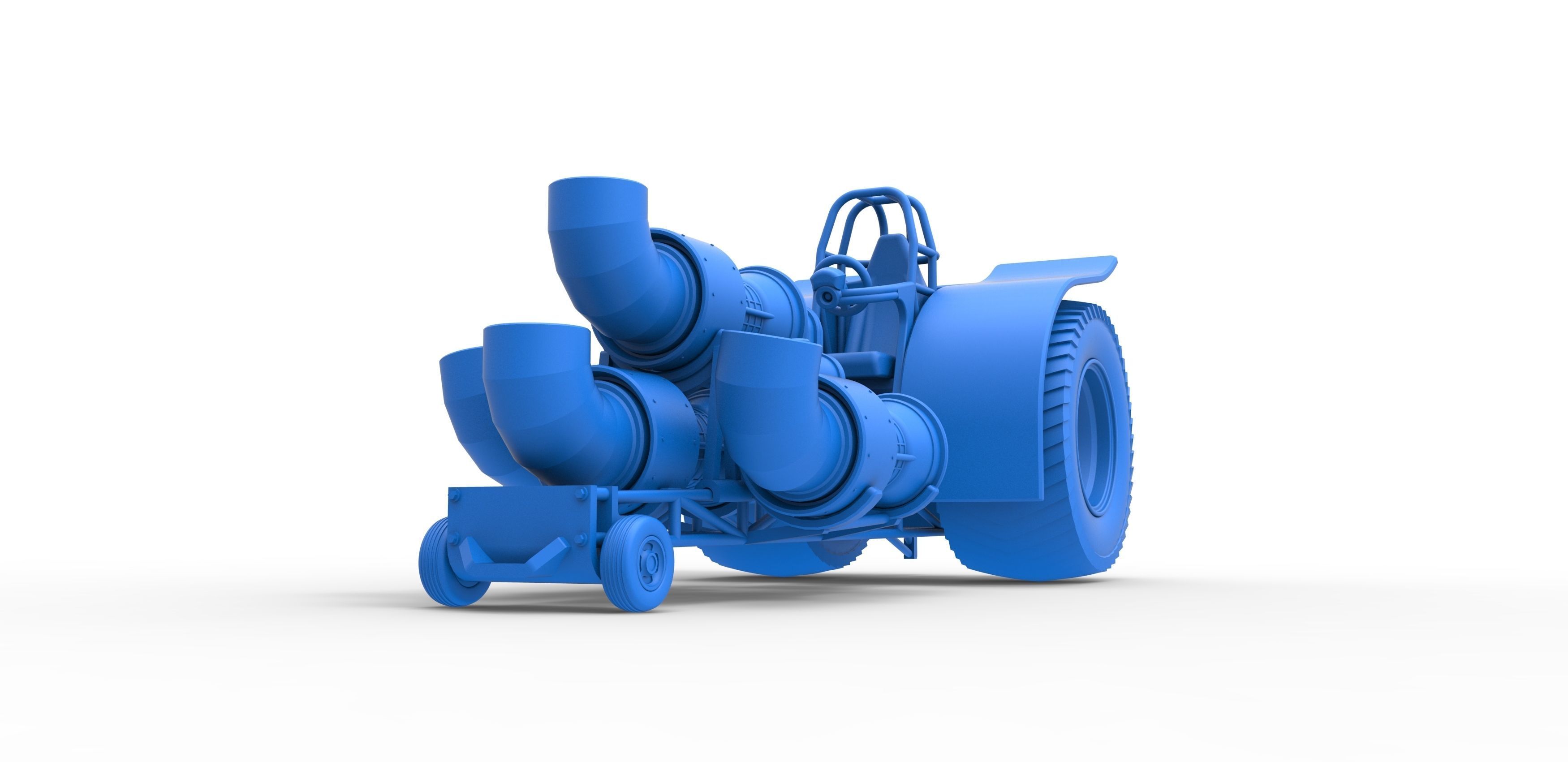 Pulling tractor with 4 jet engines V2 Scale 1 to 25 3D print model_17