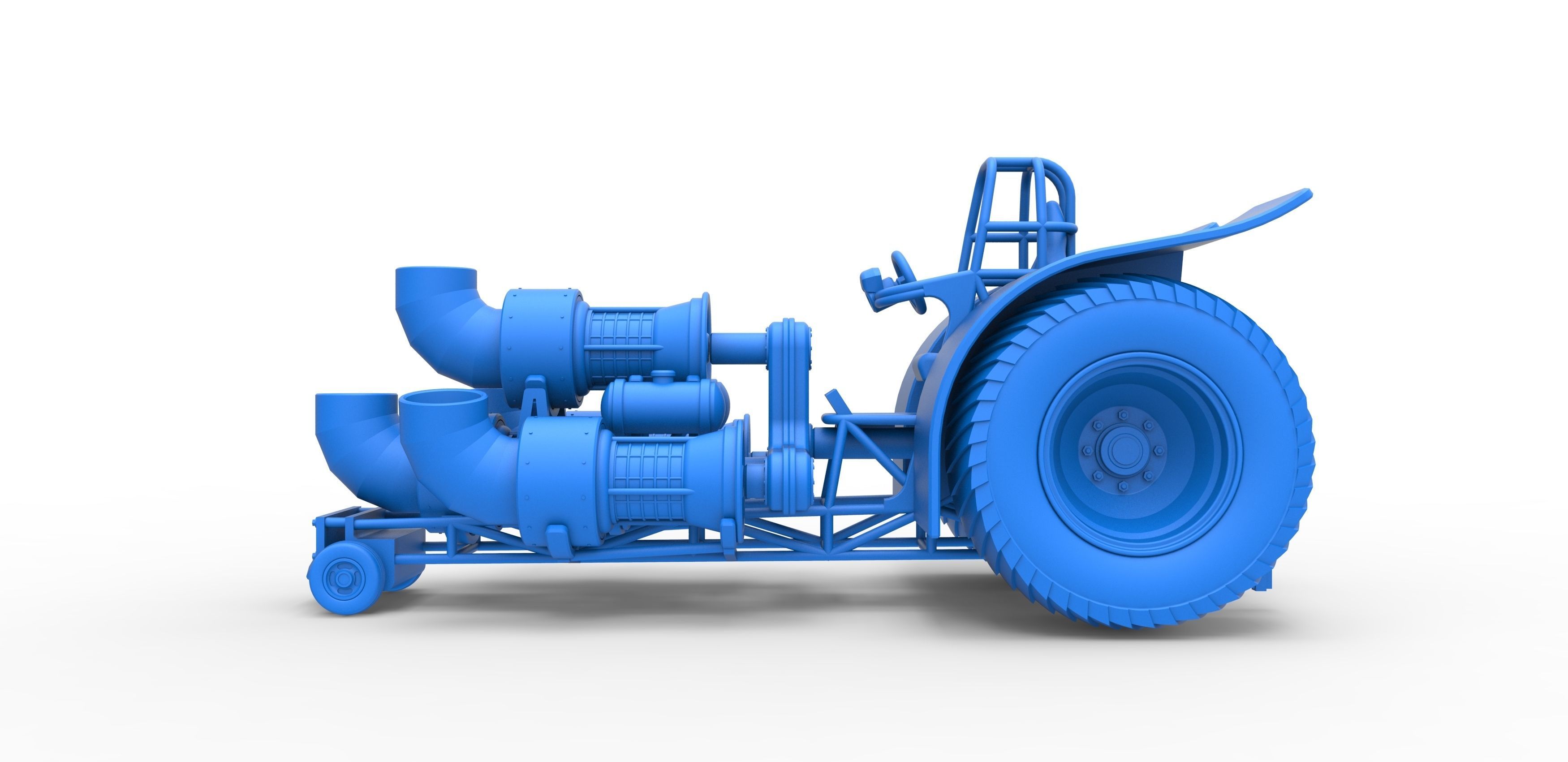 Pulling tractor with 4 jet engines V2 Scale 1 to 25 3D print model_20