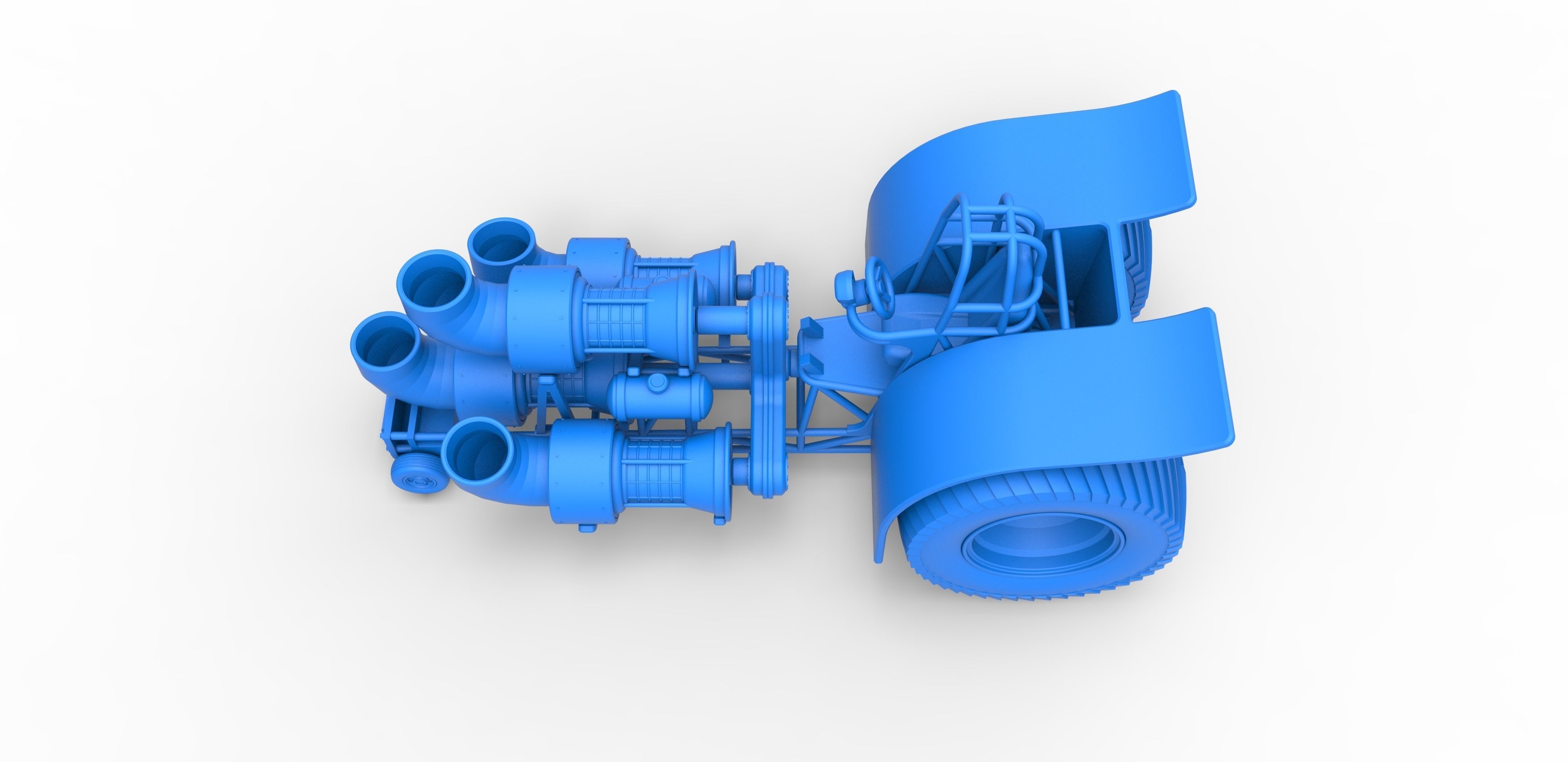 Pulling tractor with 4 jet engines V2 Scale 1 to 25 3D print model_21