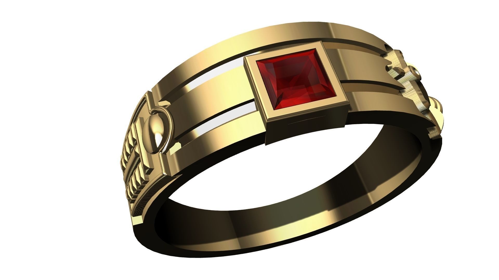 Lawyer Ring With Ruby 3D print model_1