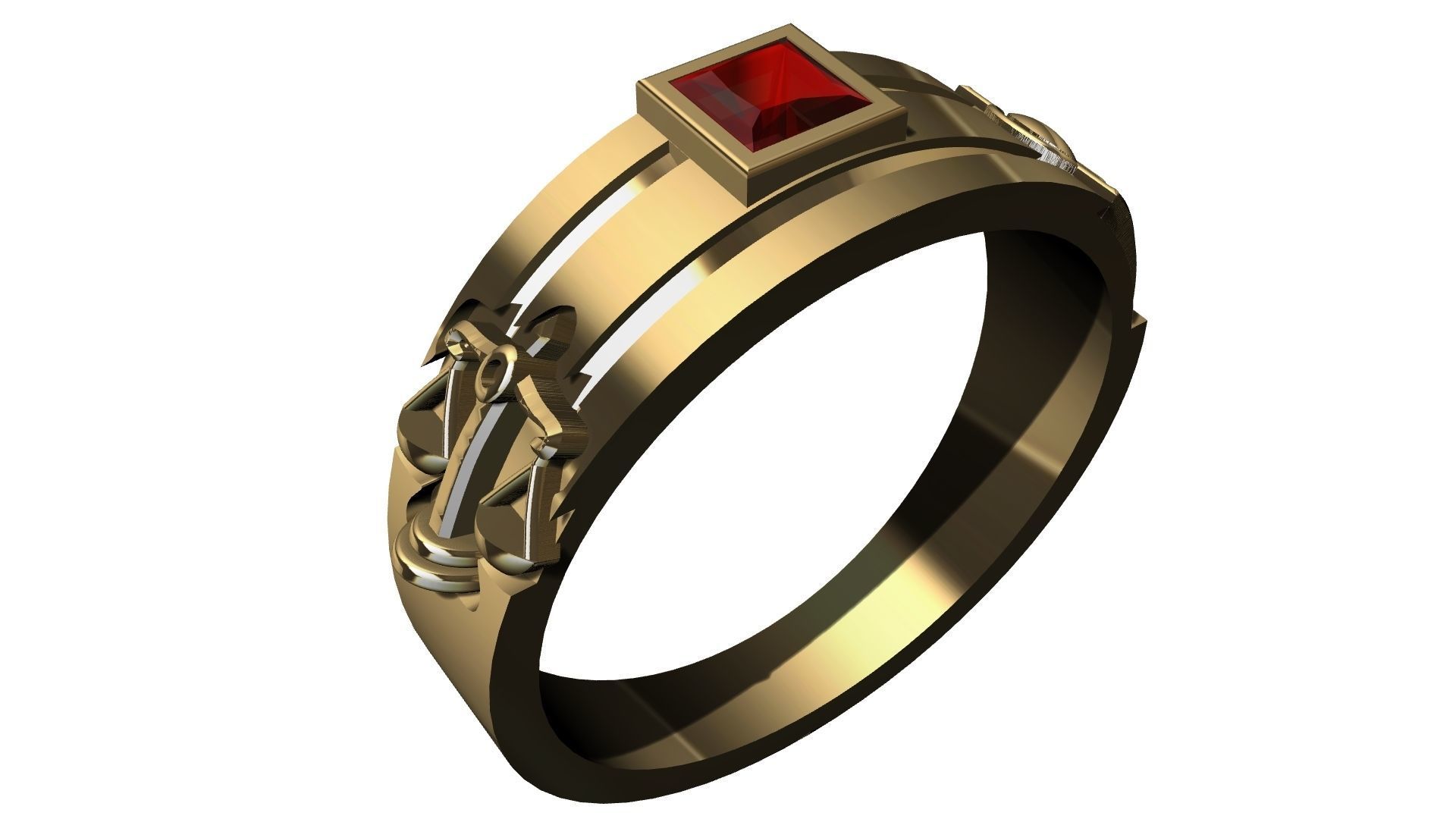 Lawyer Ring With Ruby 3D print model_12
