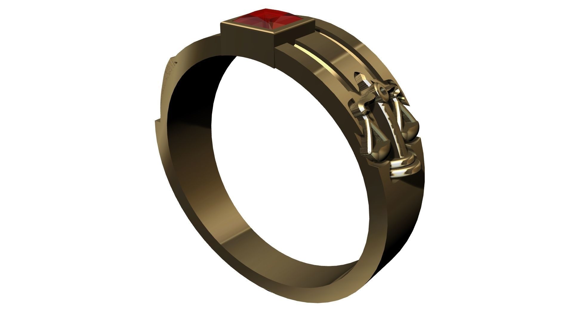 Lawyer Ring With Ruby 3D print model_16