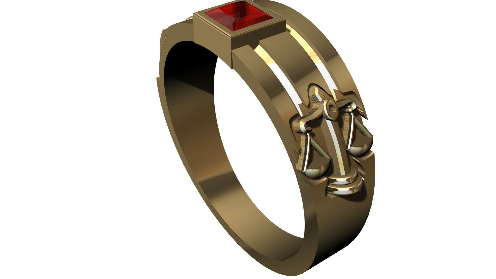 Lawyer Ring With Ruby 3D print model_3