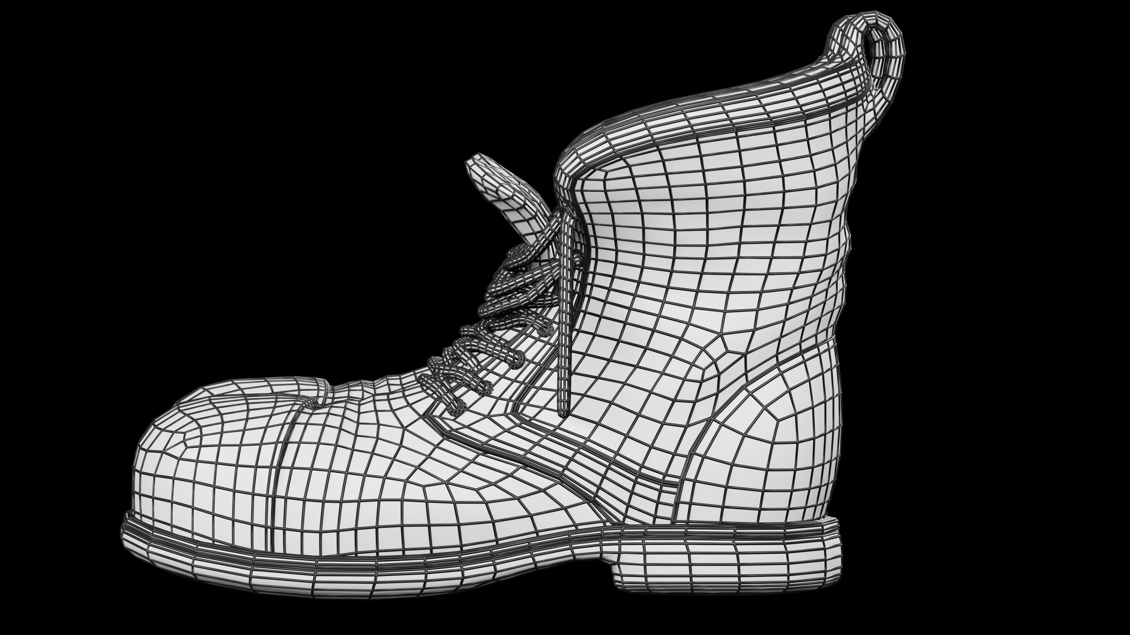 Old work boots Low-poly 3D model_9